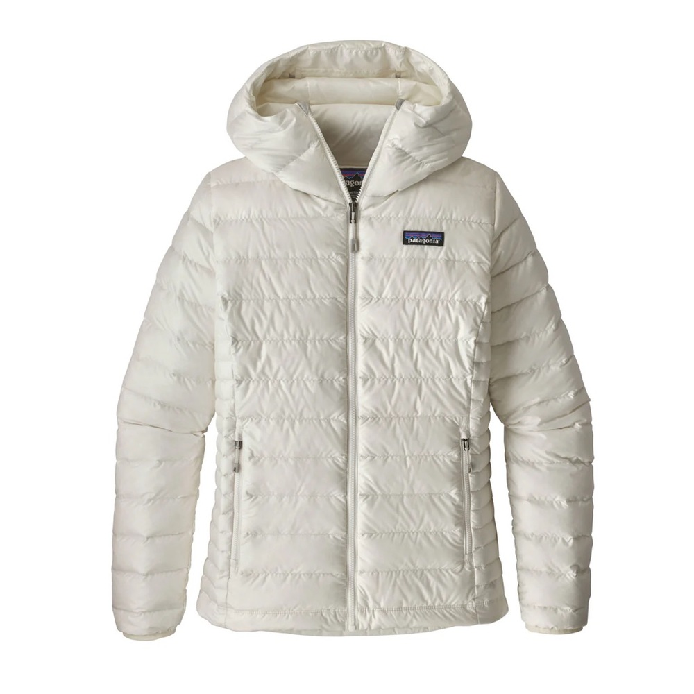 Patagonia White Hooded Puffer Jacket